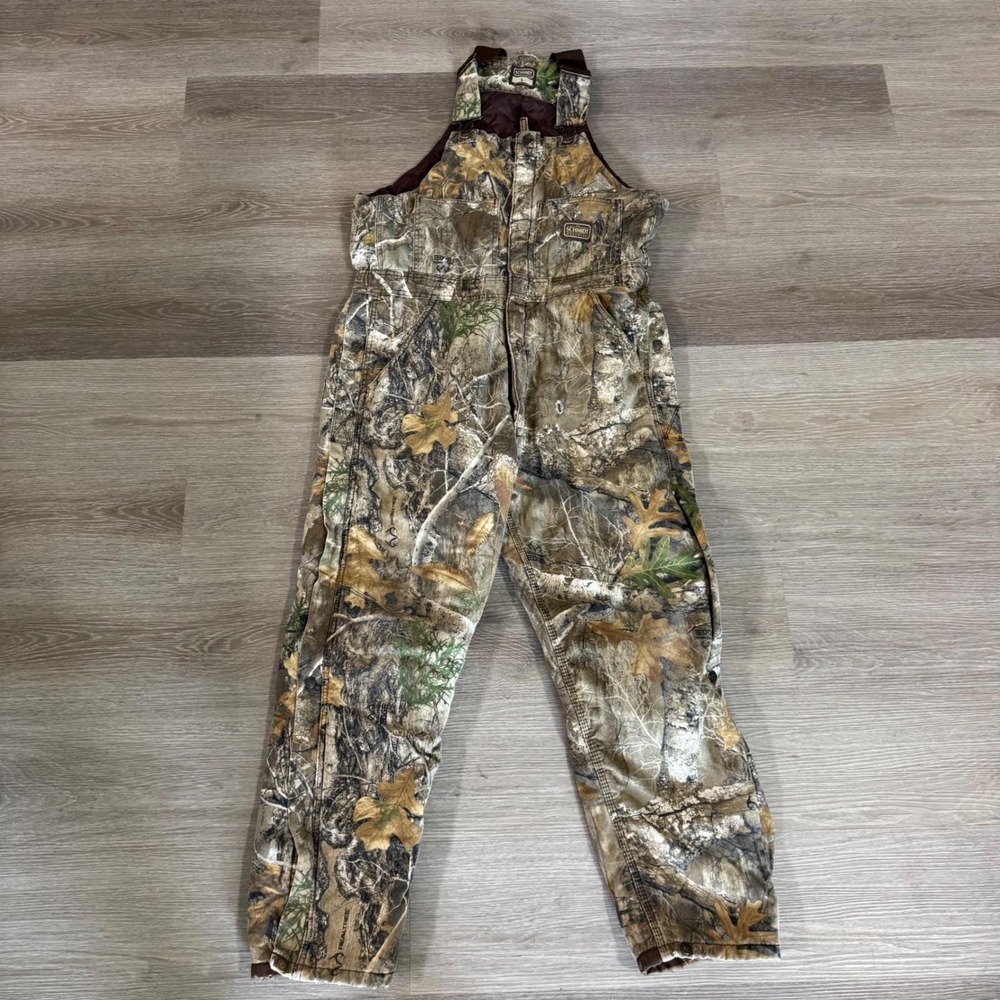 Vtg C.E. Schmidt Bib Overalls Mens L Camo Realtree Edge Insulated Workwear